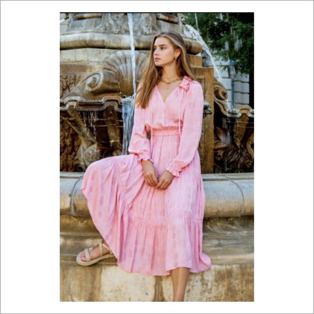 NWT-Current Air Tiered Maxi Long Pink Dress - M